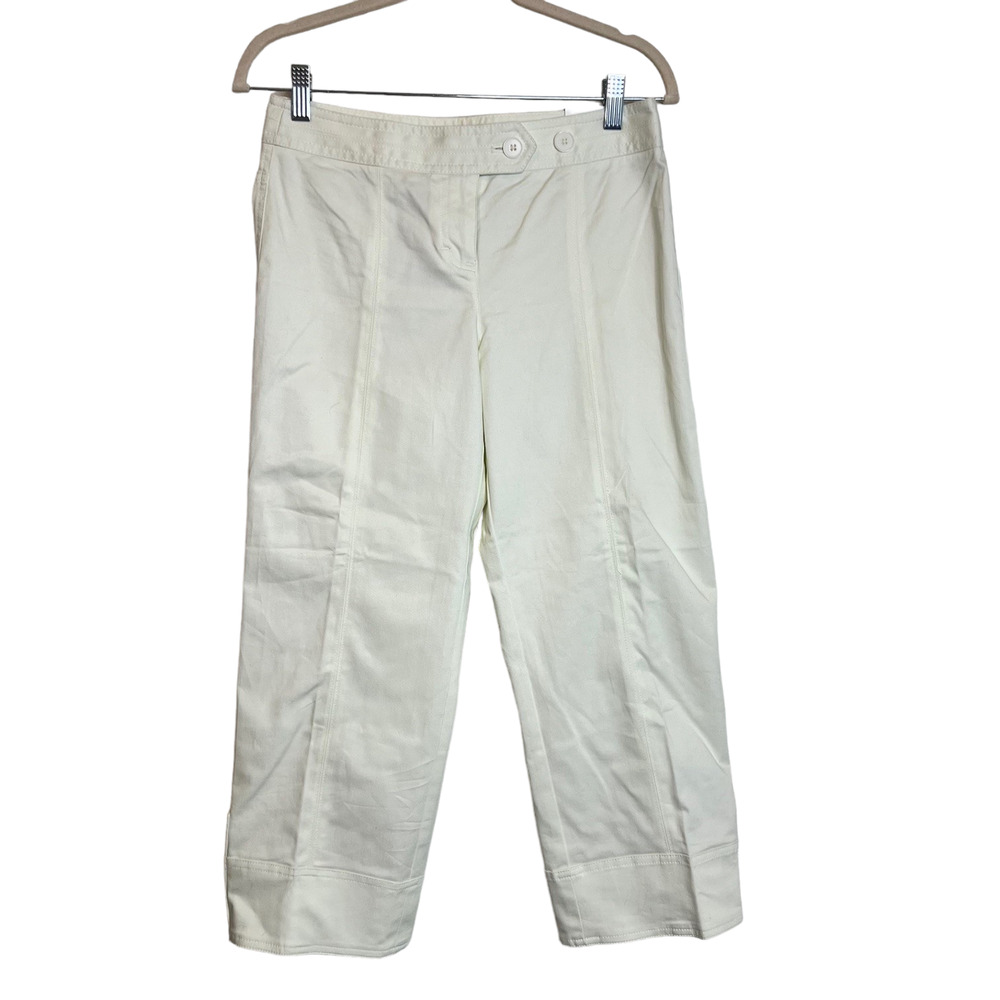 Loft Womens Ann Cropped Pants Size 2 White Cotton Spandex New